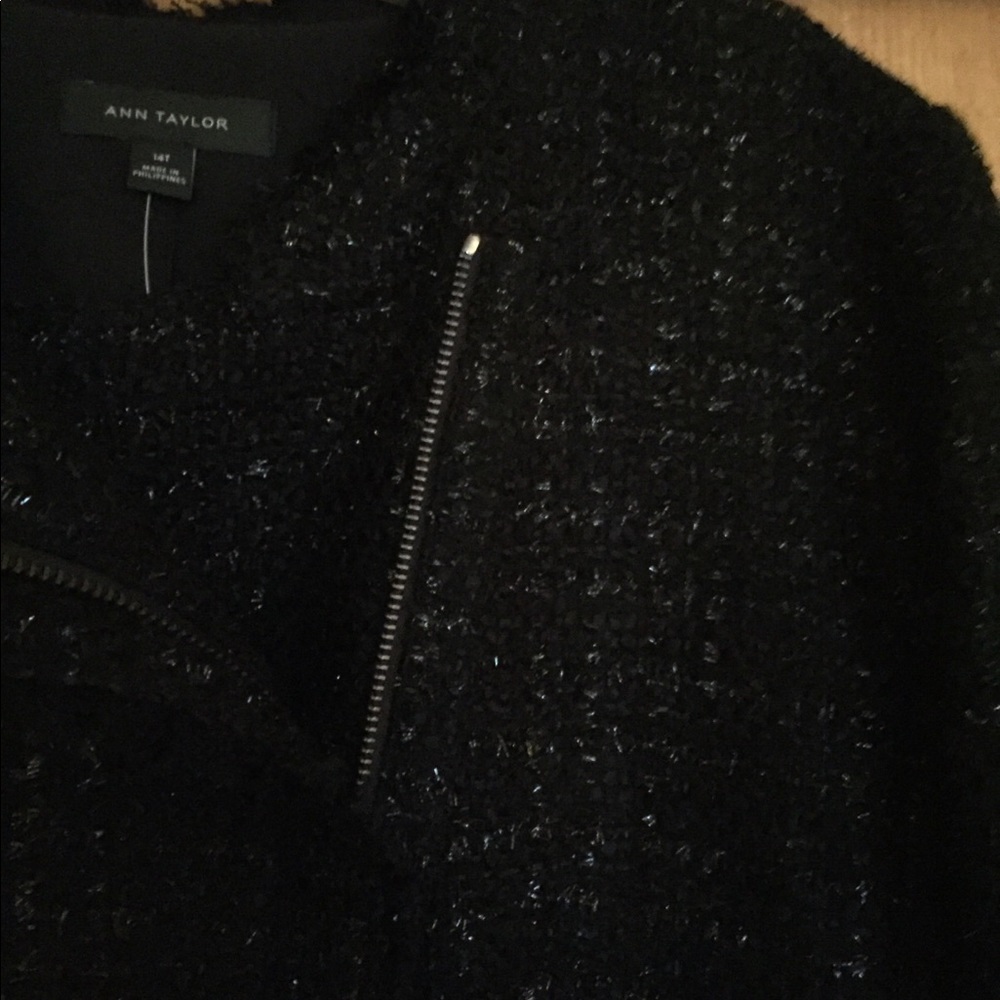 Ann Taylor Shimmer Tweed Moto Jacket - Tall 14 - Picture 2 of 3